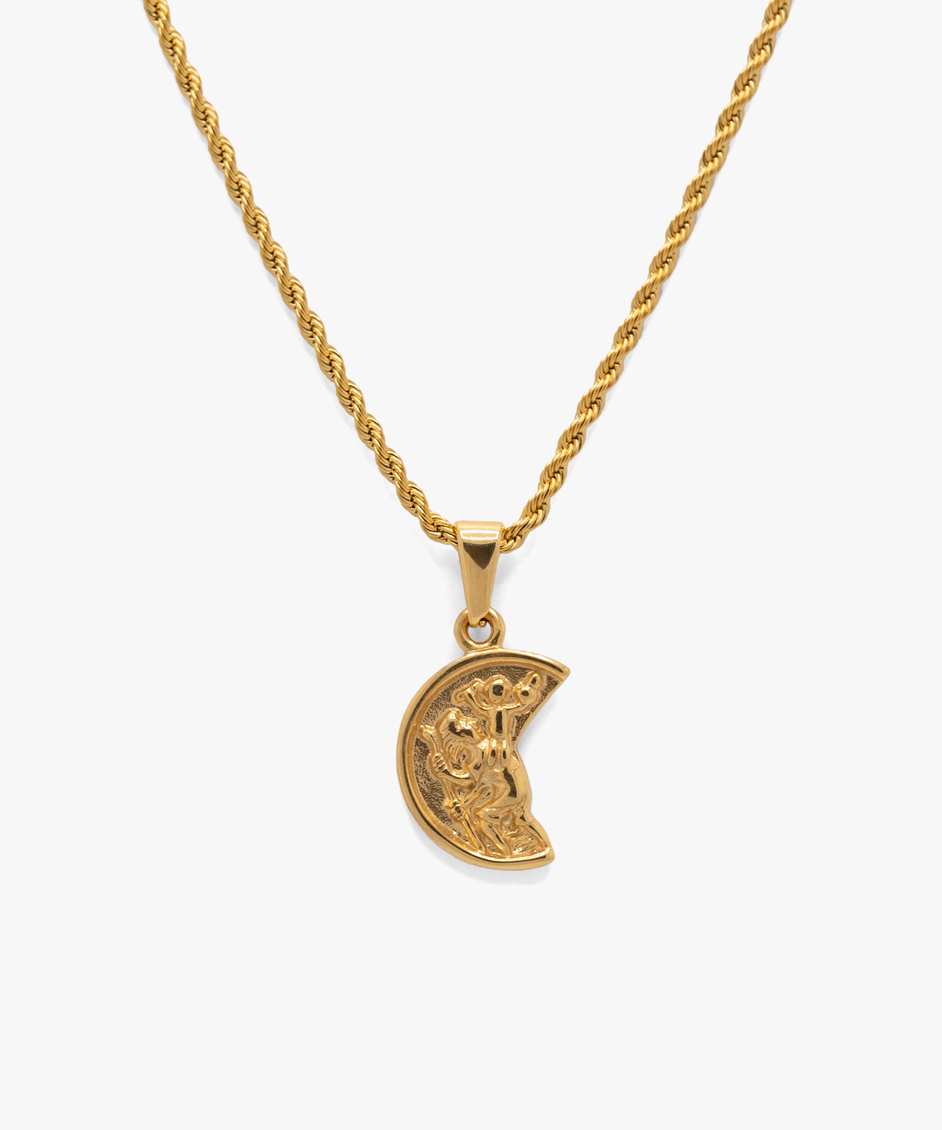 18k gold plated broken coin pendant with rope chain necklace, from NOVUS Amsterdam