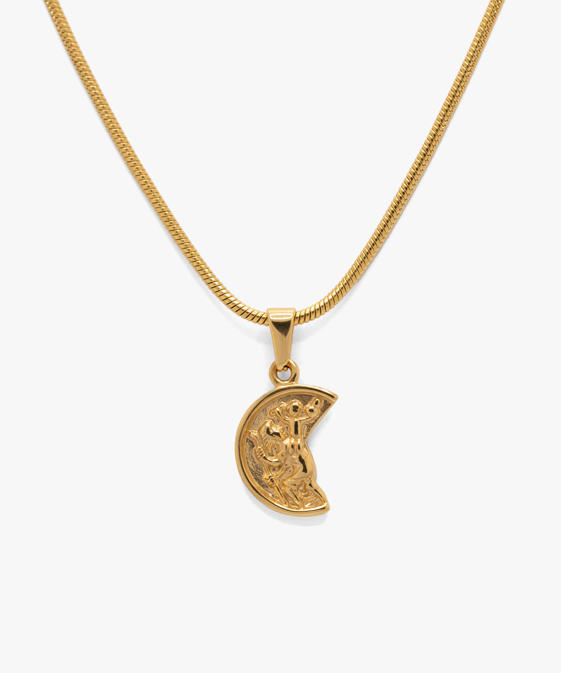 18k gold plated broken coin pendant with snake chain necklace, from NOVUS Amsterdam