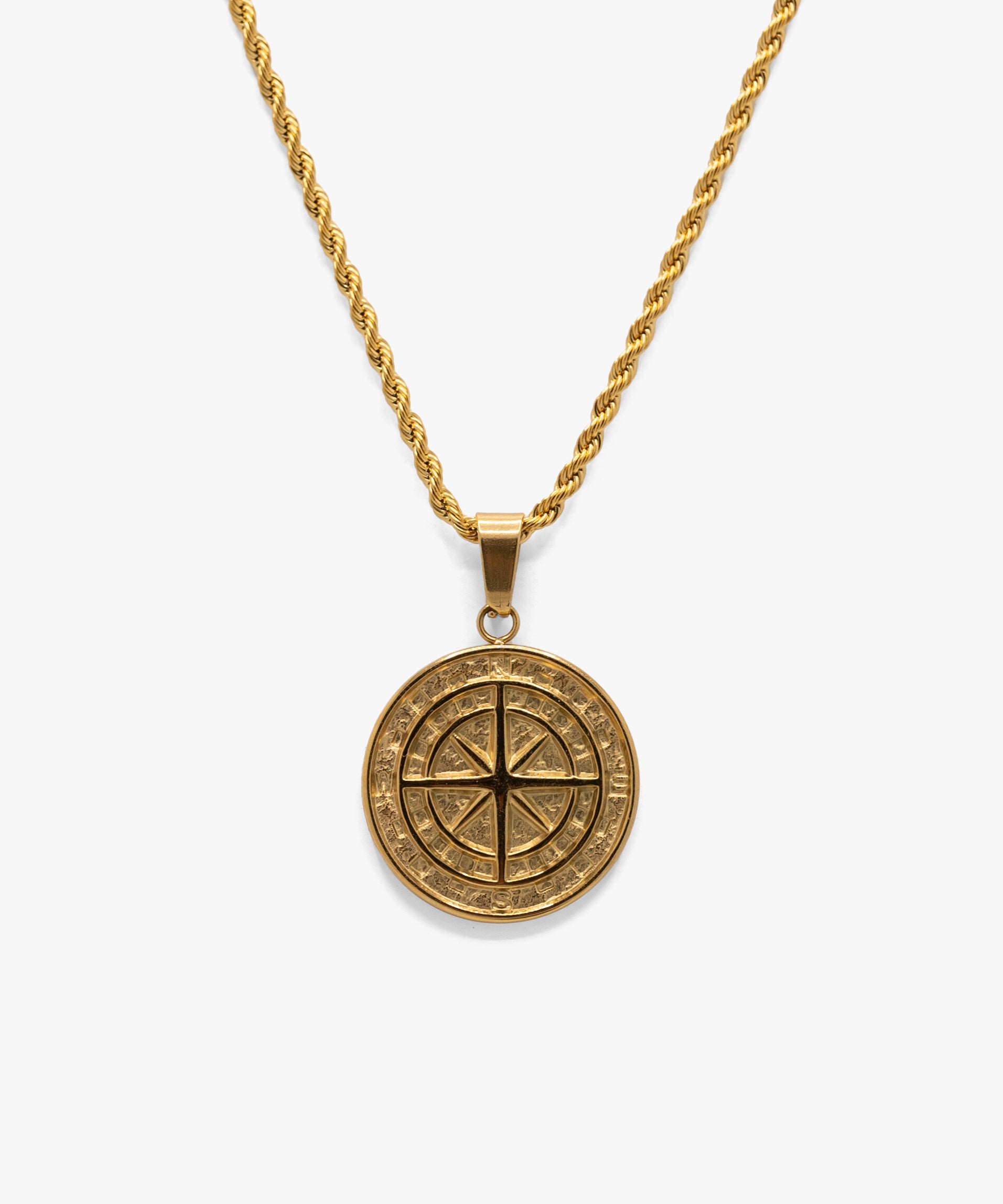 18k gold plated compass pendant with rope chain necklace, from NOVUS Amsterdam