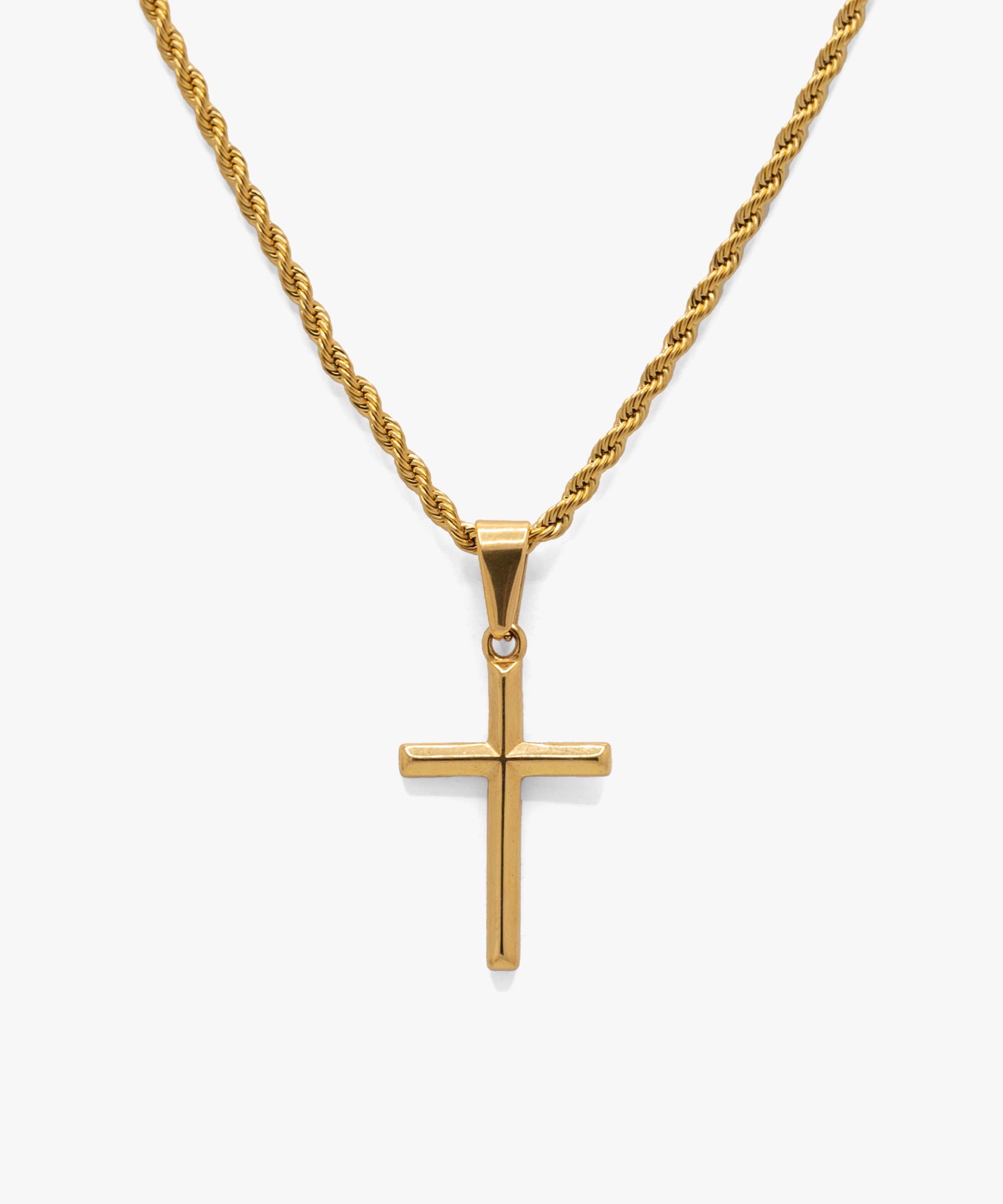 18k gold plated cross pendant with rope chain necklace, from NOVUS Amsterdam