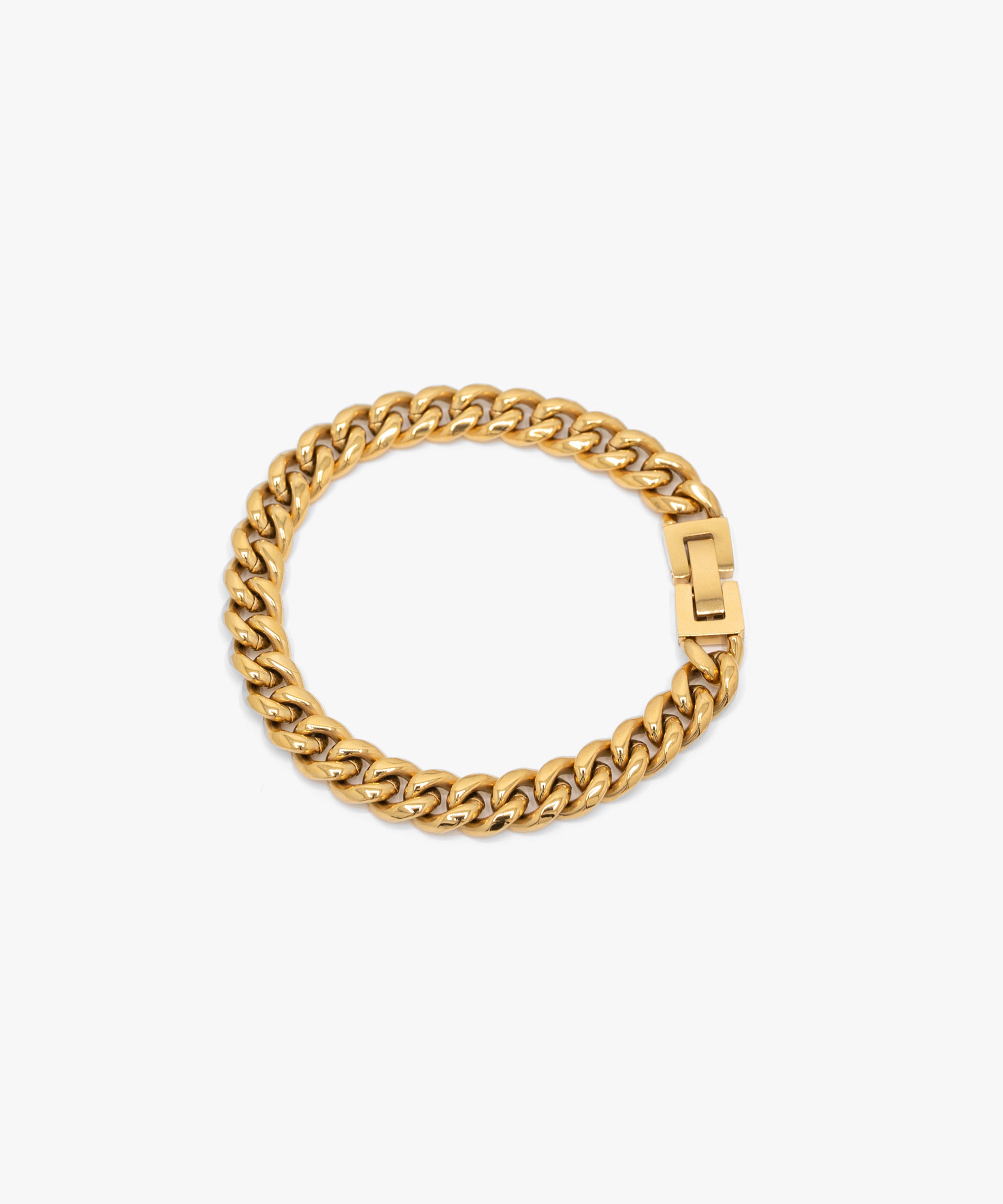 18k gold plated cuban bracelet, 8 mm width, from NOVUS Amsterdam