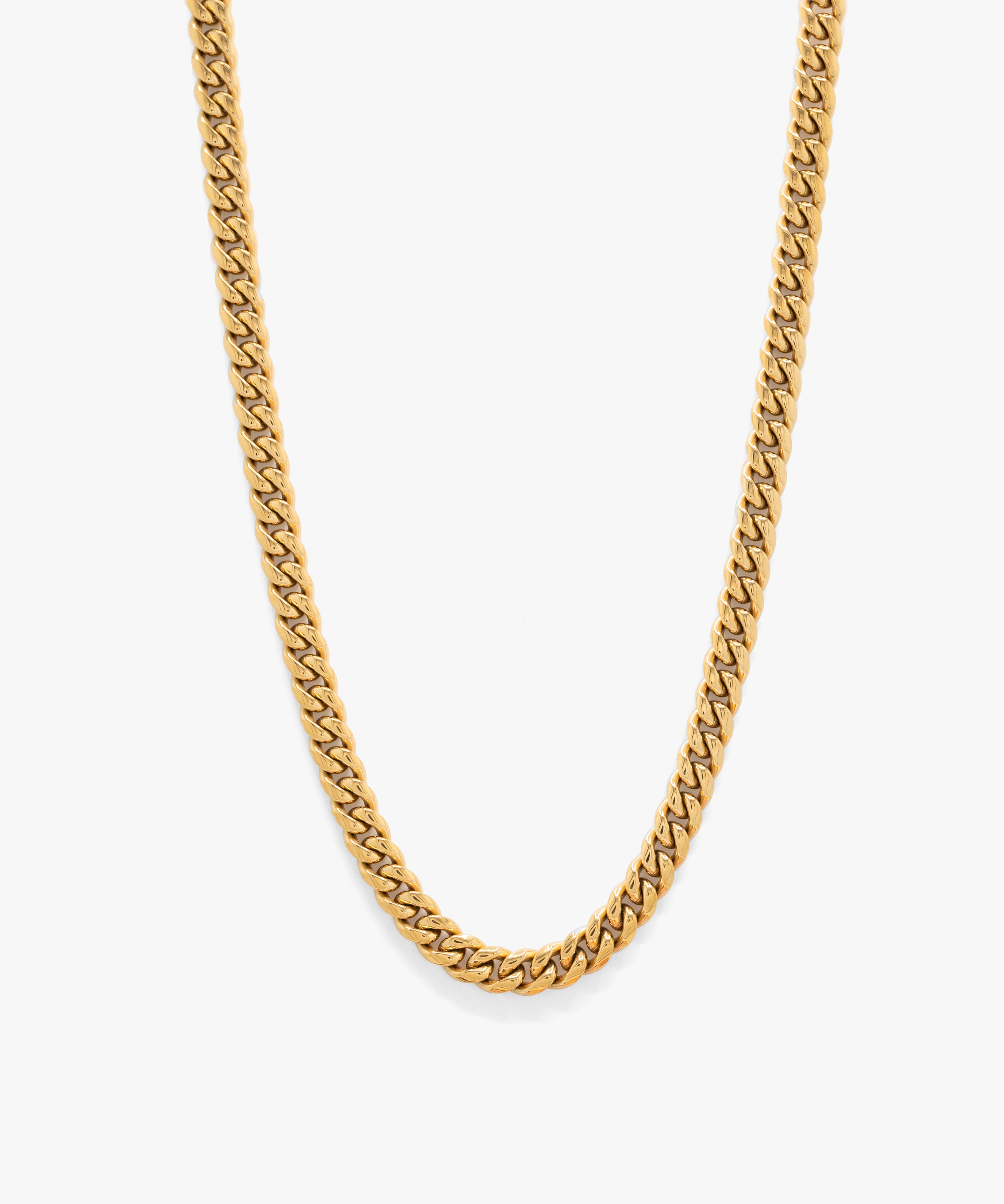 18k gold plated cuban chain necklace, 8 mm width, from NOVUS Amsterdam