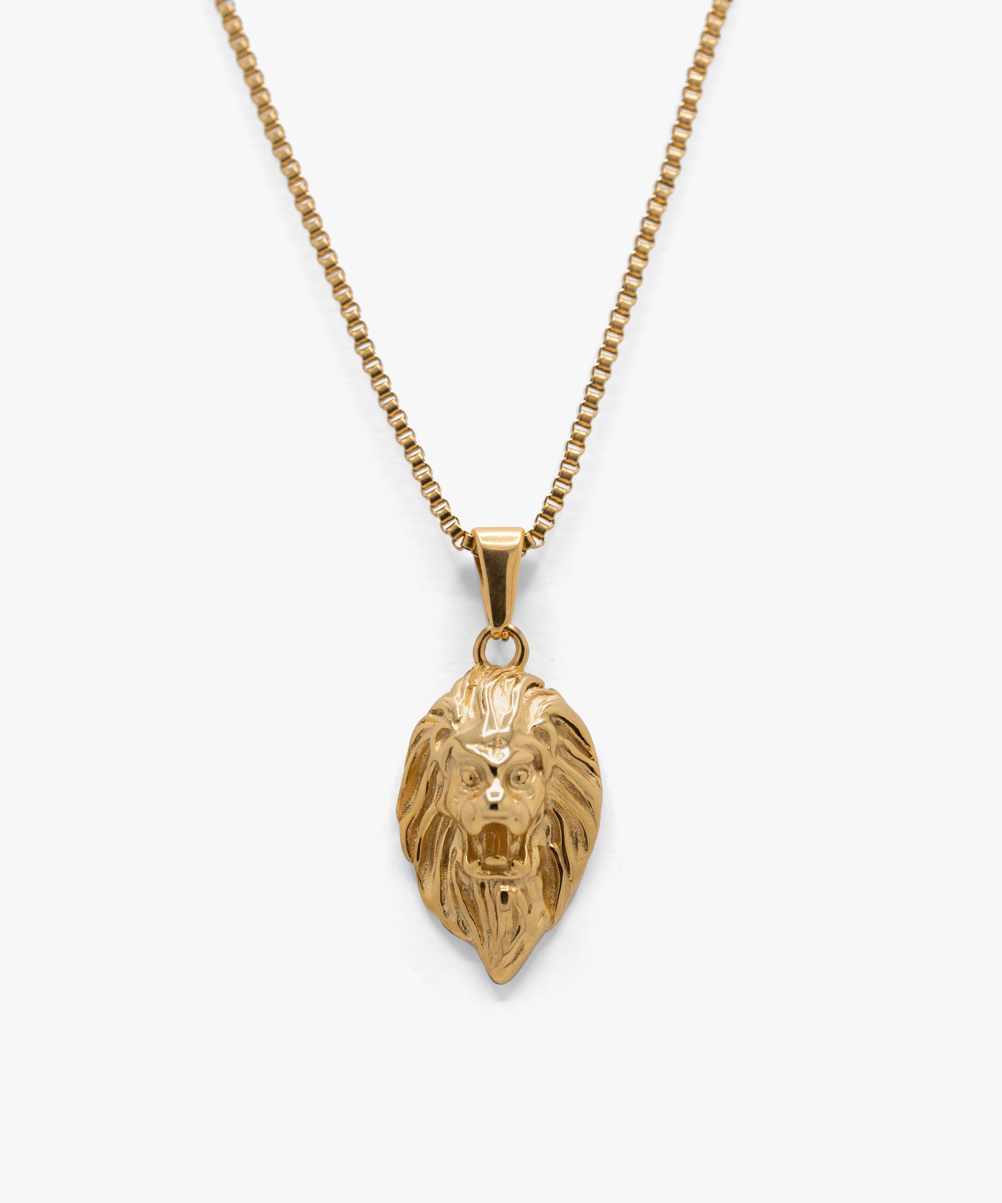 18k gold plated lion pendant with box chain necklace, from NOVUS Amsterdam