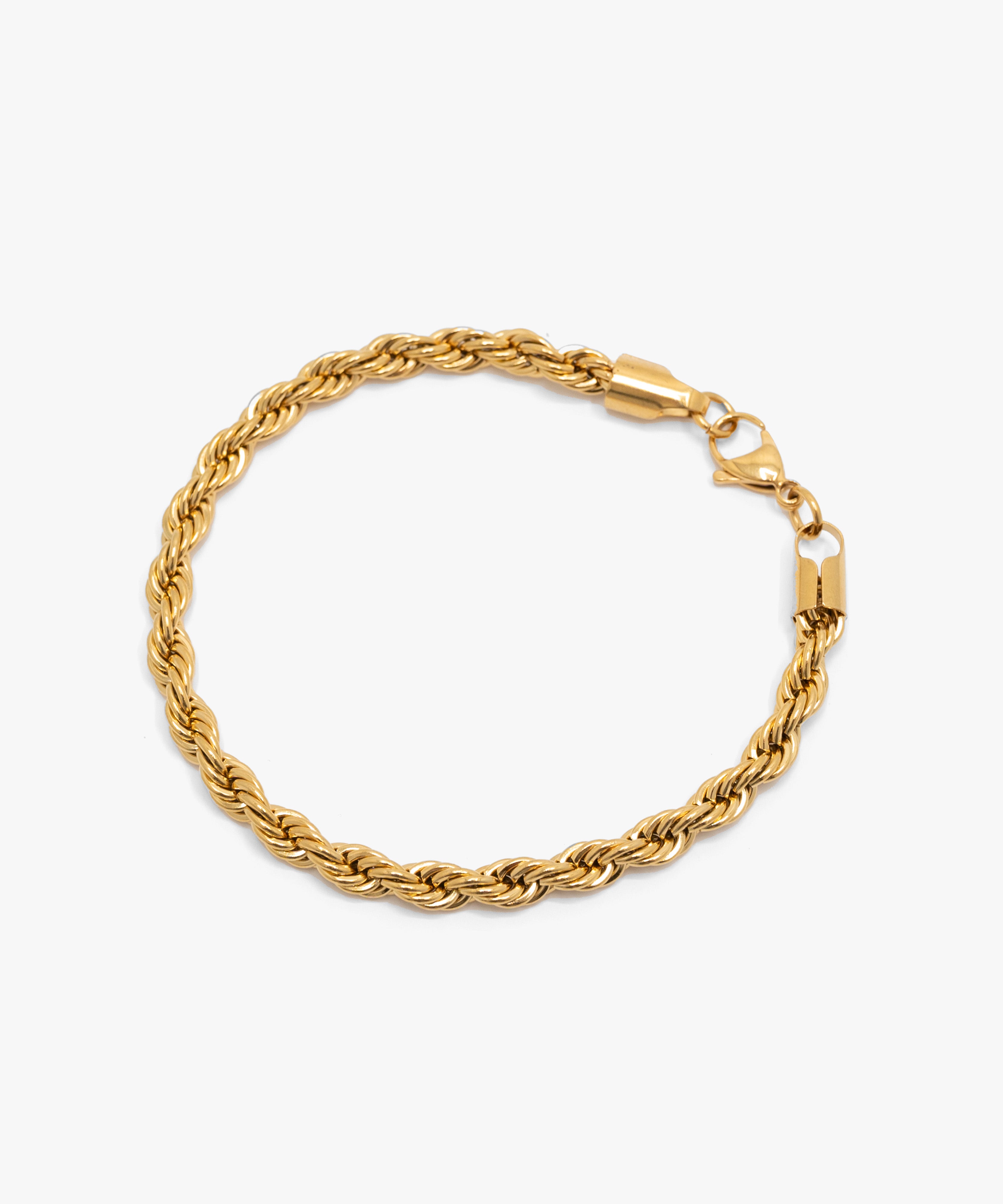 18k gold plated rope bracelet with lobster clasp, 6 mm width, from NOVUS Amsterdam