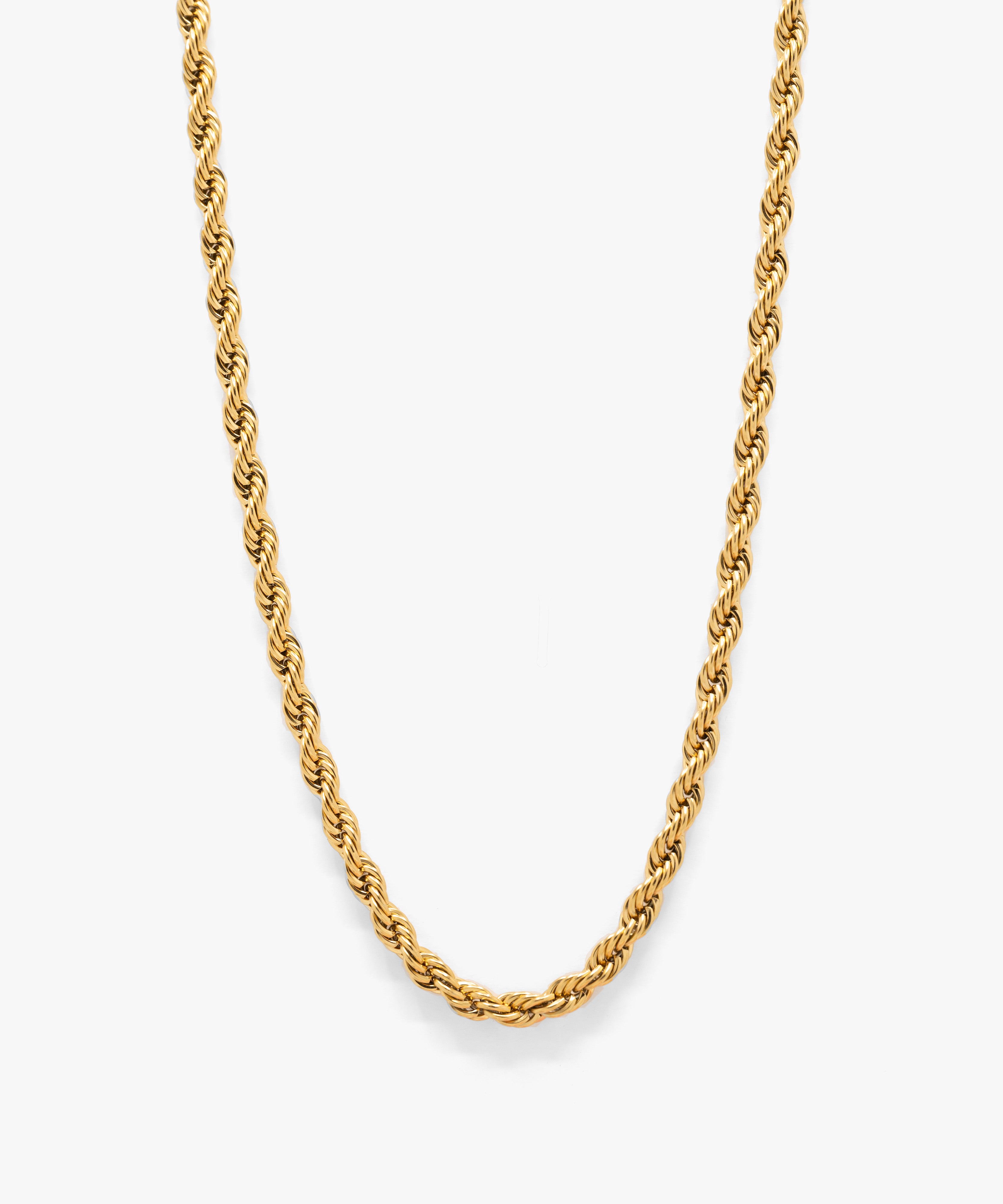 18k gold plated rope chain necklace with lobster clasp, 6 mm width, from NOVUS Amsterdam