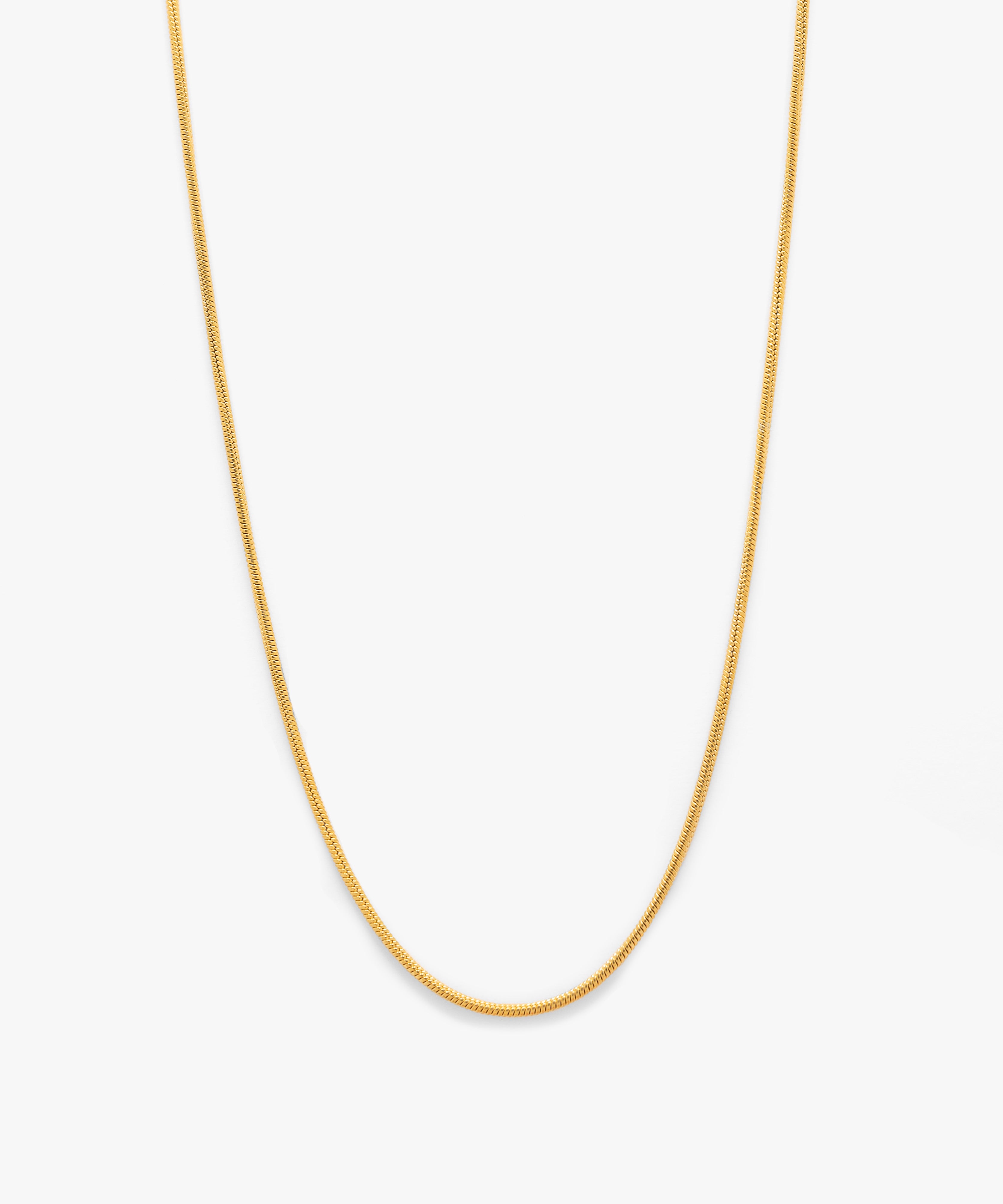 18k gold plated snake chain necklace with lobster clasp, 1.5 mm width, from NOVUS Amsterdam