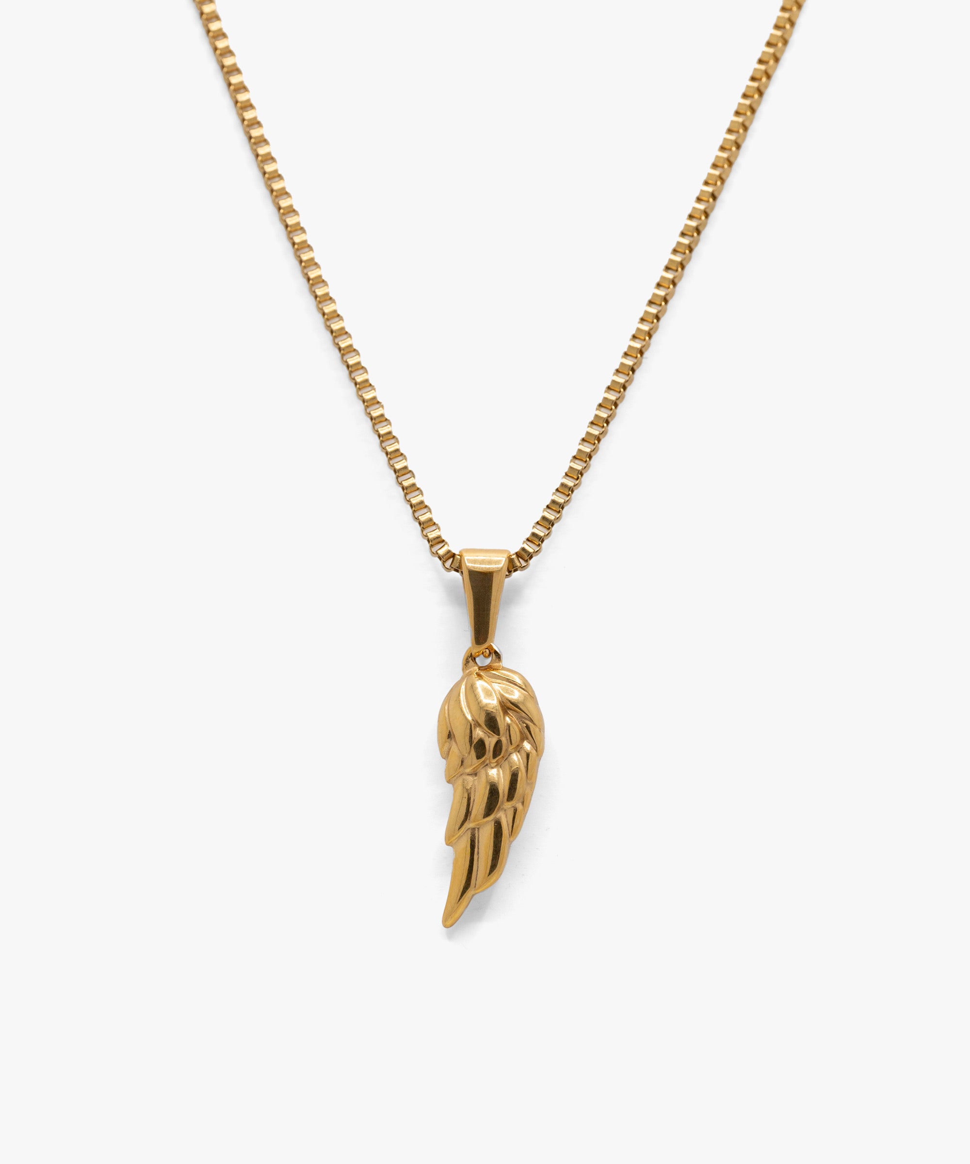 18k gold plated wings pendant with box chain necklace, from NOVUS Amsterdam