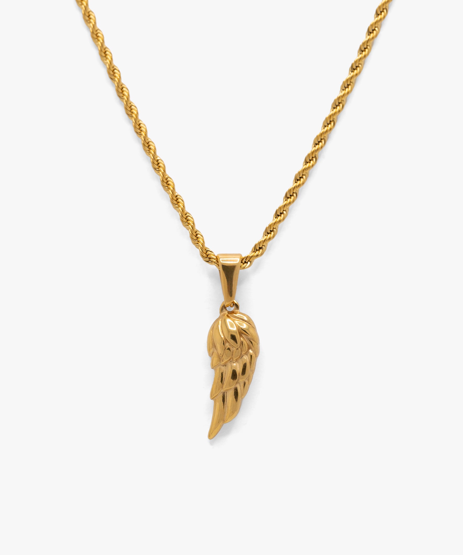 18k gold plated wings pendant with rope chain necklace, from NOVUS Amsterdam