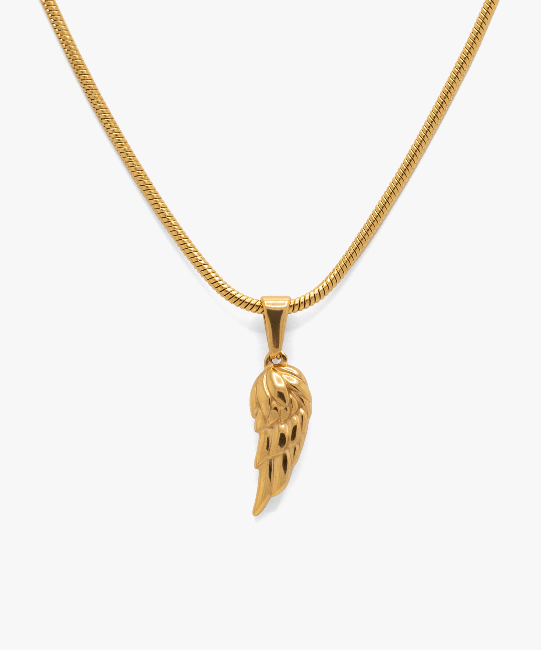 18k gold plated wings pendant with snake chain necklace, from NOVUS Amsterdam