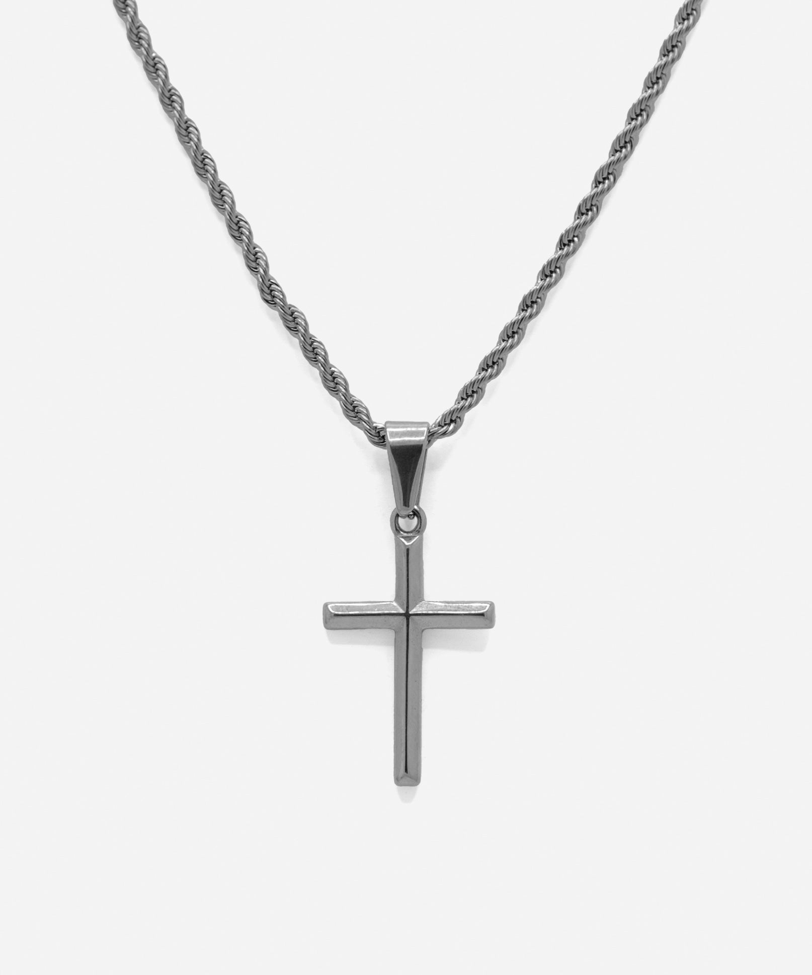 Silver cross pendant with rope chain necklace, from NOVUS Amsterdam