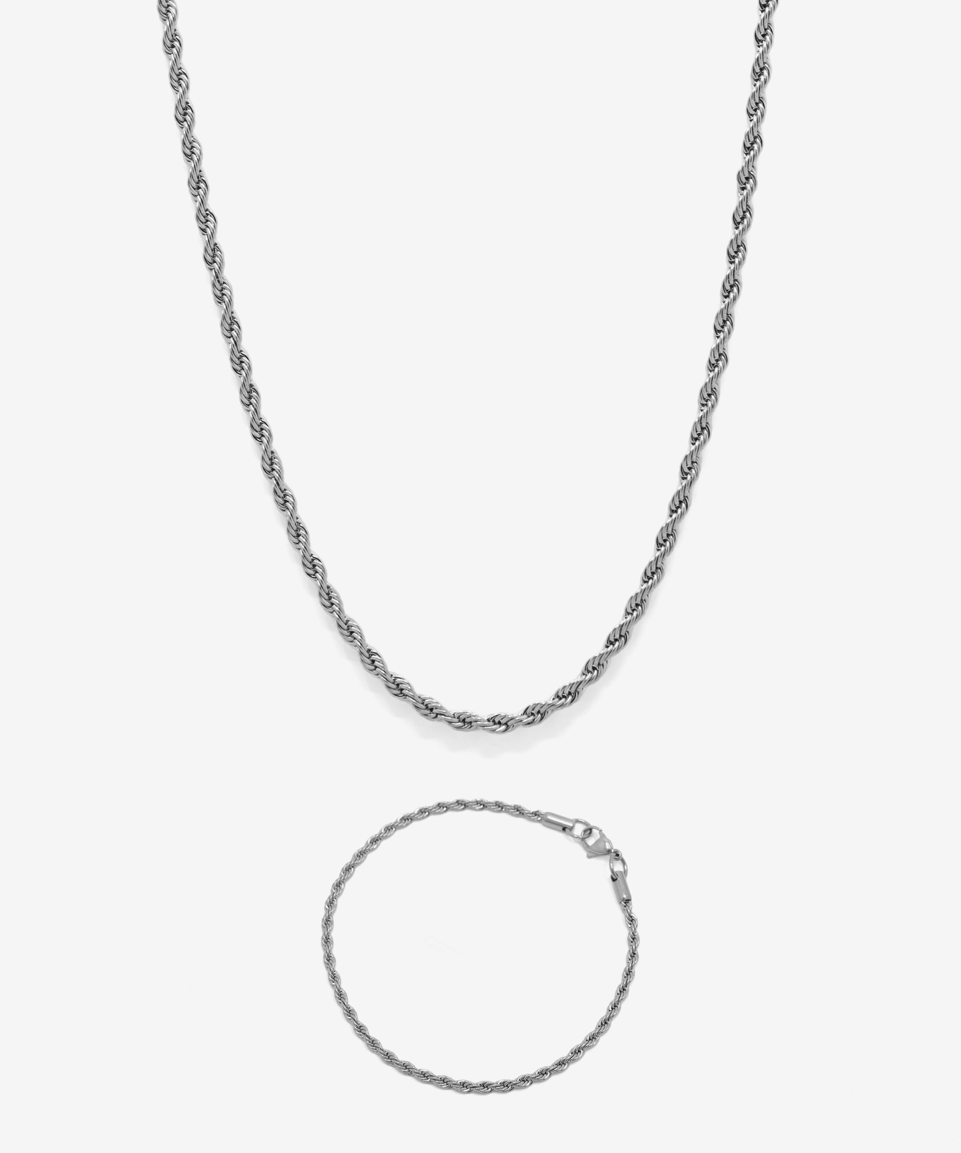 Silver rope chain necklace and bracelet, 3 mm width, from NOVUS Amsterdam