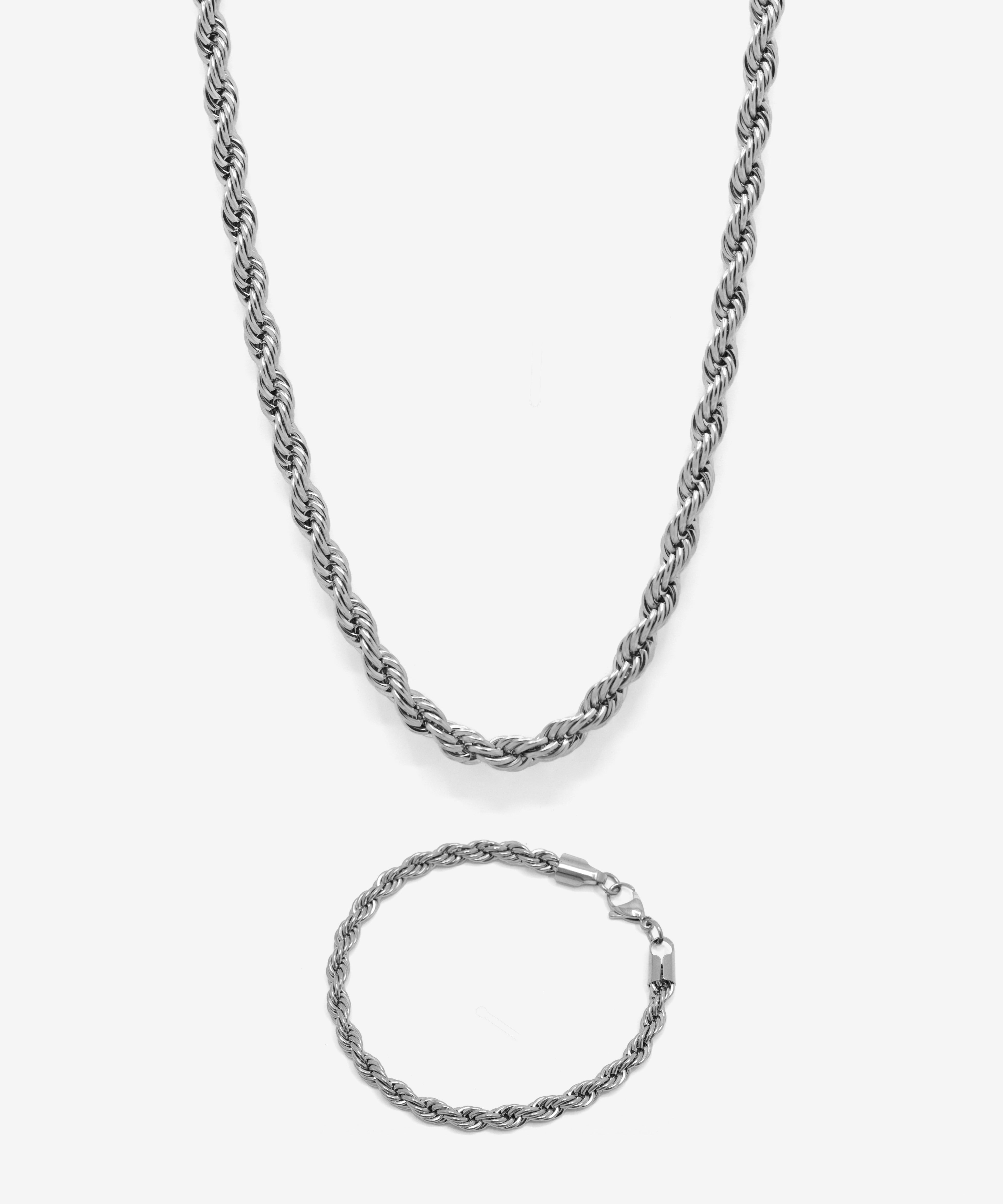 Silver rope chain necklace and bracelet, 6 mm width, from NOVUS Amsterdam