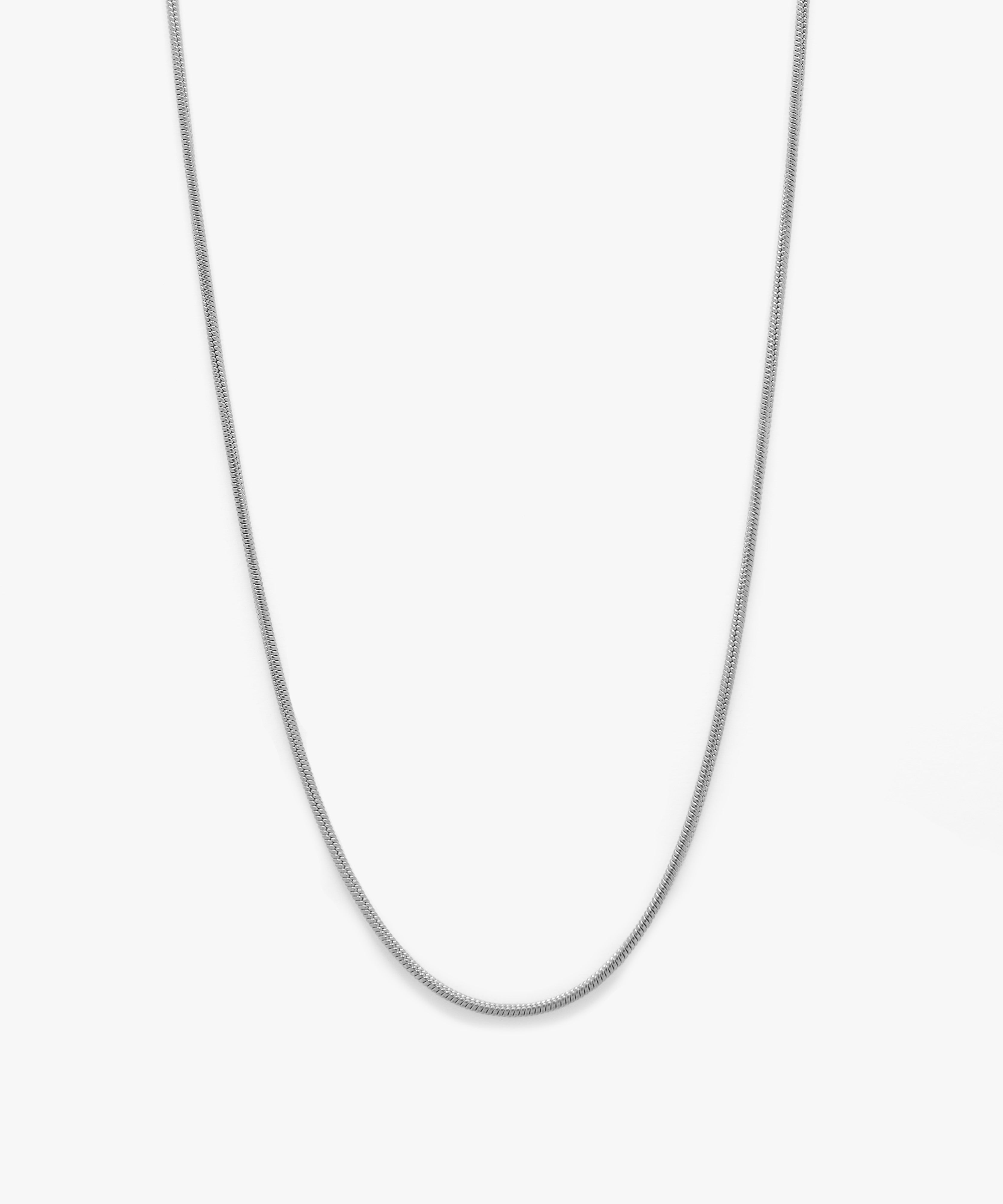 Silver snake chain necklace with lobster clasp, 1.5 mm width, from NOVUS Amsterdam