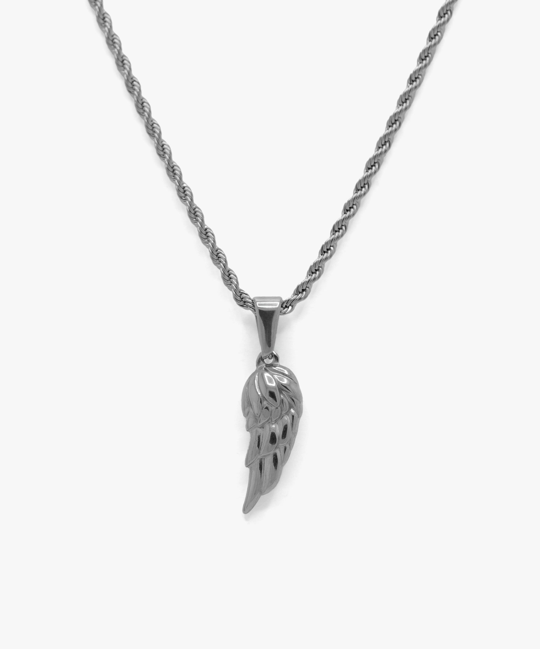 Silver wings pendant with rope chain necklace, from NOVUS Amsterdam